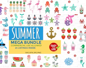 Summer Bundle svg, svg bundle, Summer svg, Files for Silhouette Cameo or Cricut, Commercial & Personal Use.
