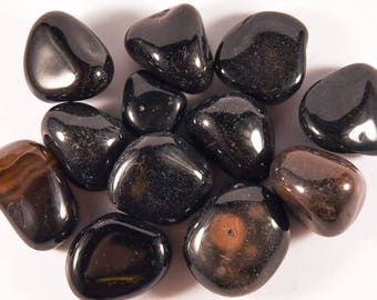 Tumbled Black Agate.