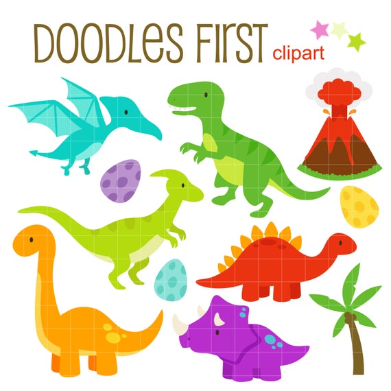 Cute Dinosaurs Digital Clip Art for Scrapbooking Card Making