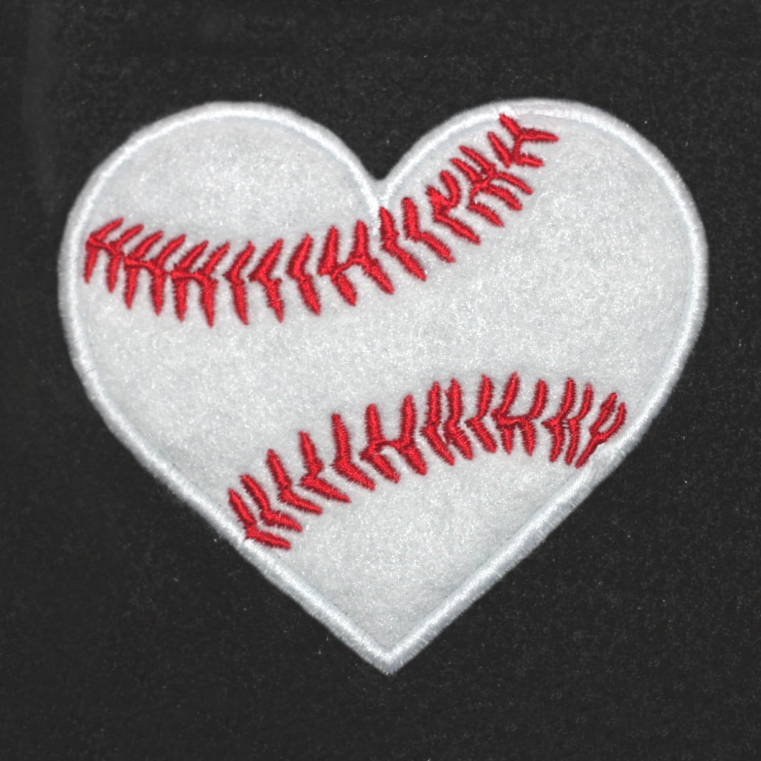 Heart shaped baseball applique machine embroidery design