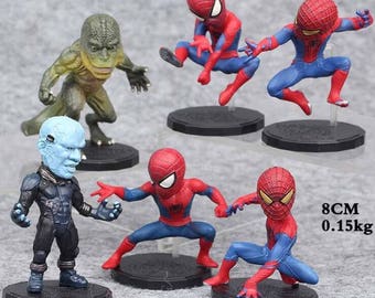 Spiderman Set Of 6 Birthday Cake Topper Figurines Toy 2-1/2"-3-1/2"
