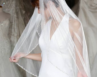 Veil With Hand-Sewn Beaded Edge