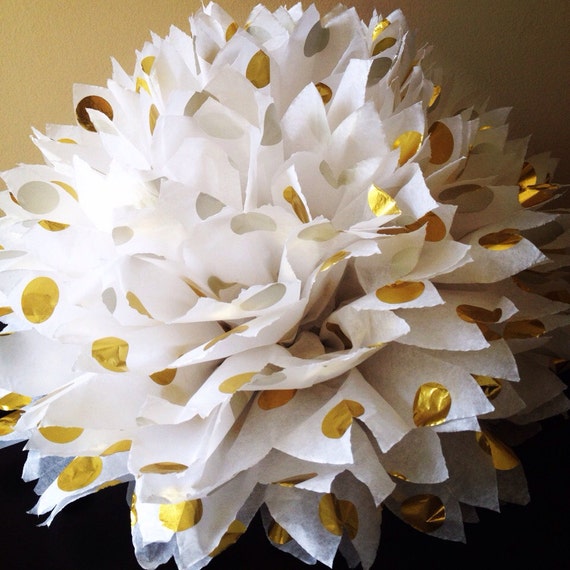 1 gold polka dot tissue paper pom pom metallic gold polka paper title page