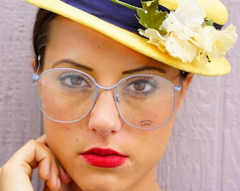 Vintage Eyeglass 1970s Oversize Disco Era Frames New Old Stock Glasses By Styl-Rite Made In Japan All Metal frames Baby Blue