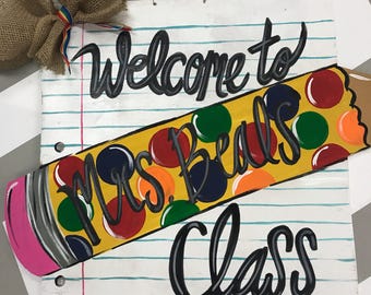 Notebook Paper and Pencil Wood Sign