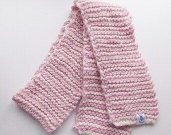 Pink and white scarf, kids knit scarf, kids winter scarf, toddler scarf, wool scarf, kids pink scarf, knit pink scarf, knitted scarf