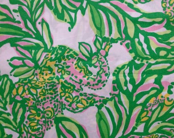 seeing pink elephants poplin cotton fabric square 17"x17" ~ lilly pulitzer