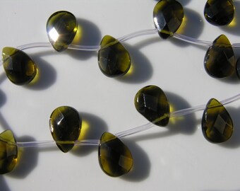 Green Smokey Quartz Flat Briolette Beads 5