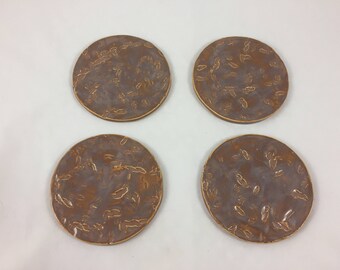 Handmade Ceramic Coaster Set, Set of 4 Coasters, Round Coasters, Hand Built Pottery, Handmade, Coaster Set, Hostess Gift, Housewarming Gift