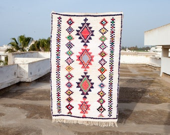 Boucherouite Rug #321 - Beautiful Boucherouite Cotton Moroccan Rug, Vintage Rug, Bohemian Rug, Tribal Rug, Berber Rug, Boho Rug