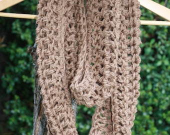 19. Crochet Infinity Scarf: Cafe Latte