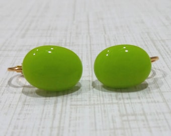 Lime Green Clip on Earrings, Bright Green Post Clip On Earrings, Non Pierced Earings, Lime Green Jewelry - Tara -7