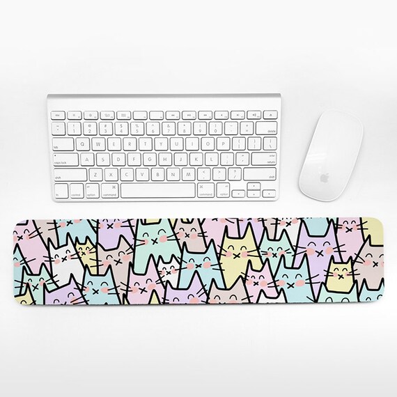 Cat Keyboard Wrist Pad Rest, Pastel Colors Wrist Keyboard Rest, Cats Wrist Rest for Keyboard Pad, Fun Cute Cat Desk Office Decor for Women