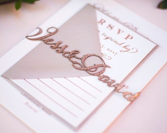 Laser Cut Belly Band with Custom Names for Wedding Invitations