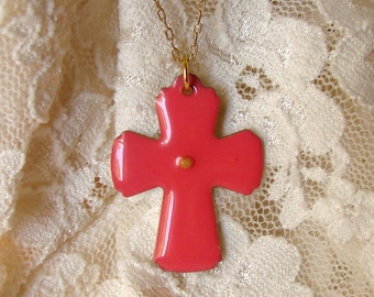 Mustard Seed Cross Necklace - Hot Pink Cross Necklace - Pink Mustard Seed Necklace - Mustard Seed Jewelry - Faith as a Mustard Seed