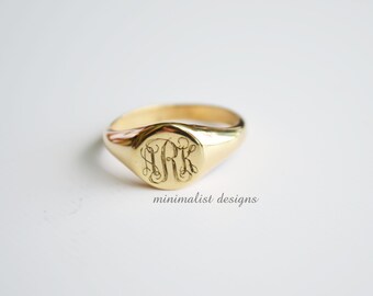 Sterling silver, Gold signet ring,Signet Ring,gold,Monogram, Engraved Monogram Ring, Bridesmaids Ring, Valentines Day, Christmas Gift