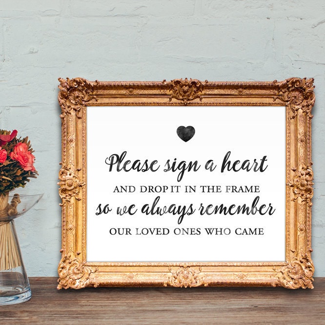 wedding guest book sign please sign a heart and drop it in guest sign in books for weddings