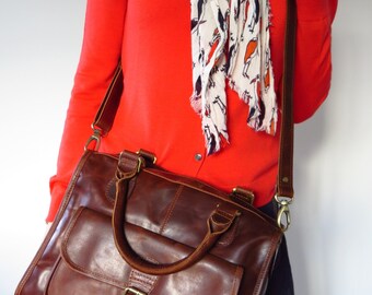 Leather Handbag Pocket Bag, Satchel, Brown