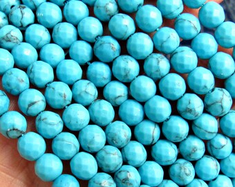 Turquoise Magnesite, 6mm beads, turquoise Magnesite, blue turquoise beads, blue magnesite, blue beads, 6mm blue beads, US seller