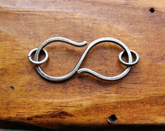 Antiqued Hammered Sterling Silver S Clasp - 32mm in length