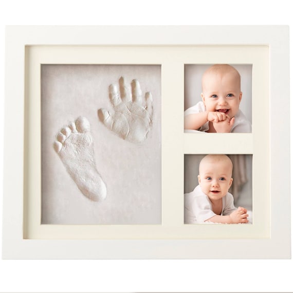 BABY HANDPRINT Kit and Footprint Frame Kit - Baby Keepsake Preserves Priceless Memories - Non Toxic and Safe Clay - Quality Wood Frame