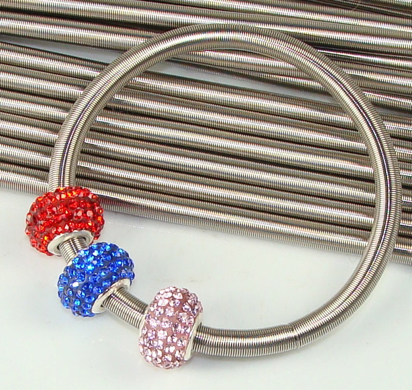 3 Wide Spring Bracelets Twist Open to Add Large Hole Beads