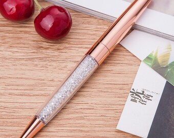 Gorgeous Rose Gold Pen Filled with Crystal Elements / Pretty Pens/ Planner Pen/Ladies Pens/Cute Pens