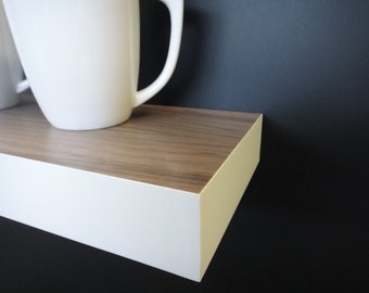 Floating shelves - Walnut-White - Modern Shelves - Wall Shelf - Book Shelf - Wood Shelf - set of 3