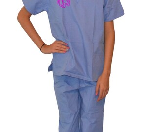 Monogrammed Kids Scrubs for little Doctors and Nurses