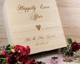Bespoke, Engraved Wedding Memories Box - Happily Ever After Memory Box, Wedding Keepsake Box, Personalised Wedding Boxes, Bespoke Boxes