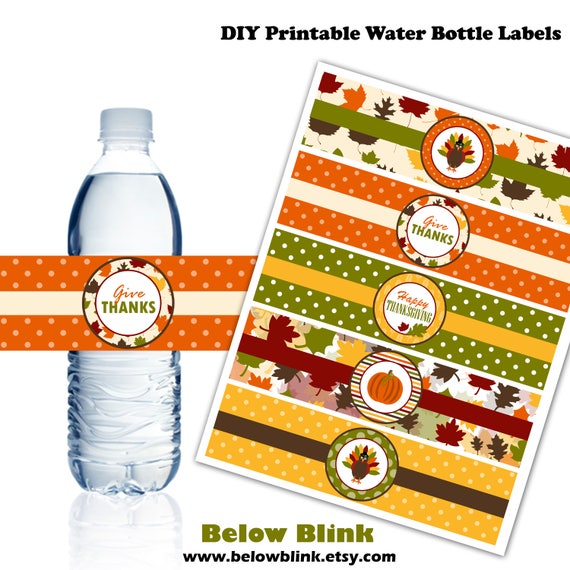 Thanksgiving water bottle labels