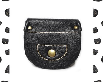 Woman black soft leather coin purse