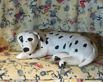 Polymer Clay Dalmatian Dollhouse Sculpture