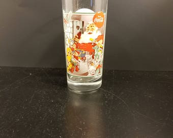 Coca Cola Krystal's Christmas Santa Claus Drinking Glasses Vintage 1994 Collectible