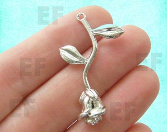 2 Rose Flower Branch Charms - EF00334