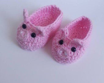 Piggy Baby Booties, Piglet baby shoes, piggy slippers, Crochet Pig Booties