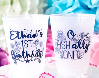 Ofishally One, Ofishally 1 Birthday Cups, Fishing Birthday Theme, Fishing Party, Fish First Birthday, Personalized Cups, Shatterproof Cups