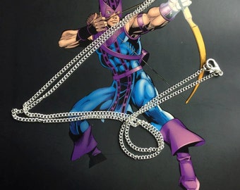 Hawkeye Arrow Pendant Marvel Comic Inspired Jewelry Sterling Silver Necklace Chain Clint Barton Kate Bishop Purple Arrow Avengers Geek Gift