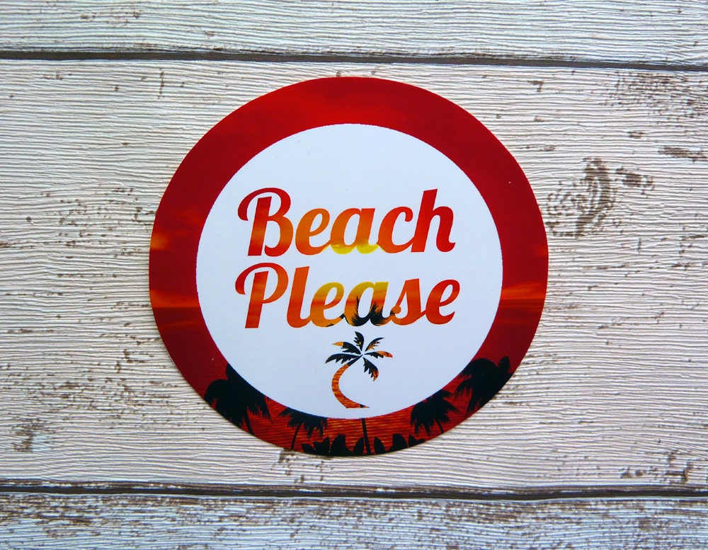 Beach Please Gloss Vinyl Sticker Laptop Stickers Summer