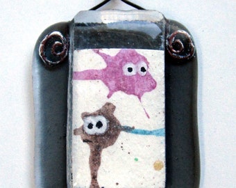 Original art OOAK - TEENY TINY painting of a deep sea diver and fish in a handmade glass picture frame