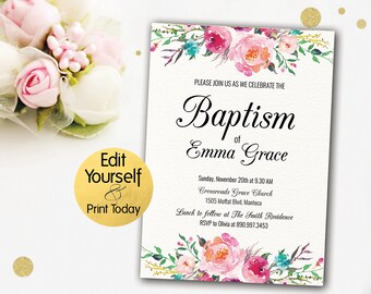 girl baptism invitation editable baptism invitation blush