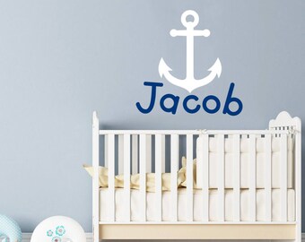 Personalized Anchor Name Wall Decal Wall Sticker Nursery Vinyl Art. Baby Boy Nursery Decor. Anchor Name Boy Children Nursery Wall Decal F18