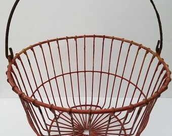Vintage Red Wire Egg Basket