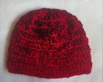 half price skull hat in shades of red