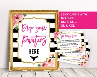 Panty Game Card, Drop Your Panties Sign, Kate Bridal Shower Games, Floral Bachelorette Party Game, Printable Lingerie Shower Underwear Game