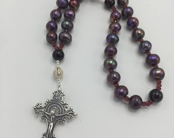 Pearls and Garnet Anglican Rosary Protestant Prayer Beads Garnet Rosary Episcopal Prayer Beads Pearl Rosary
