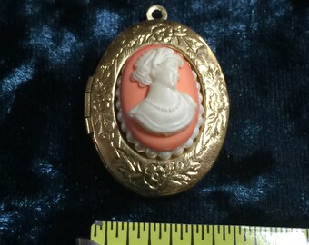 Goldtone Cameo Locket Pendant