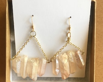 Raw Rose Quartz Earrings