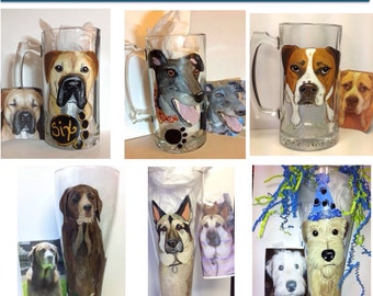 Custom Painted Pet Portrait Beer Mug Beer Pilsner Glass