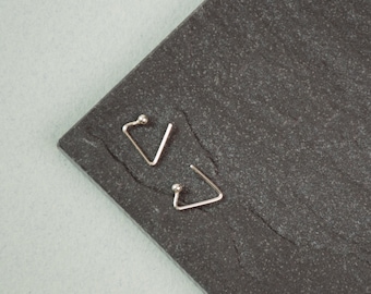 Minimalist earrings, triangle earrings, triangle silver earrings, geometric earrings, silver earrings, hoop earrings, small earrings